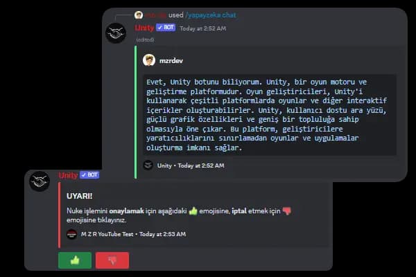 A picture of discord that shows the business category of Unity.